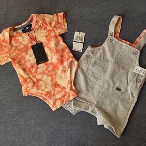7 For All Mankind Baby Outfit Set 3–6M Tie Dye Bodysuit Gray Romper NWT